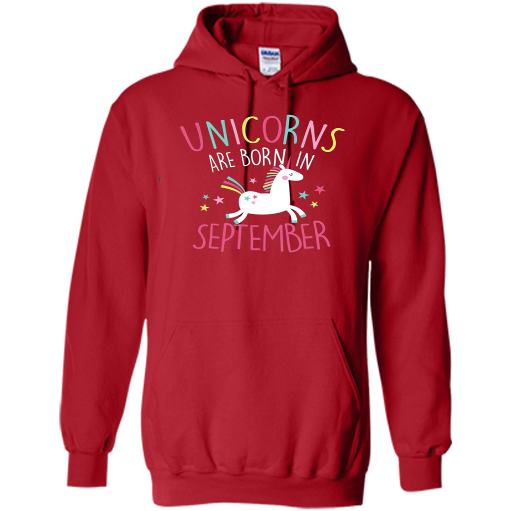 Unicorns Are Born In September Birthday T-Shirt Red