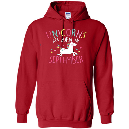 Unicorns Are Born In September Birthday T-Shirt Red