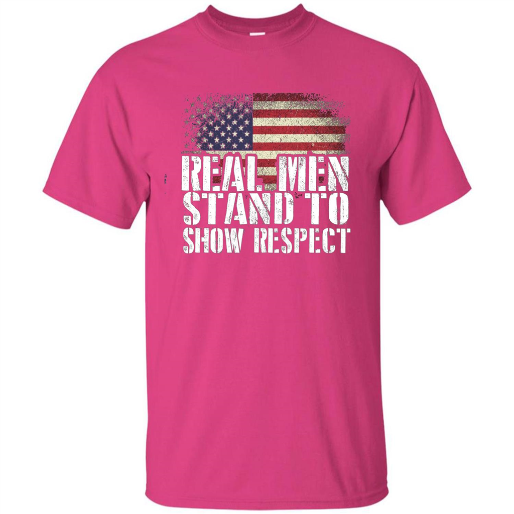 Military T-shirt Real Men Stand To Show Respect Heliconia