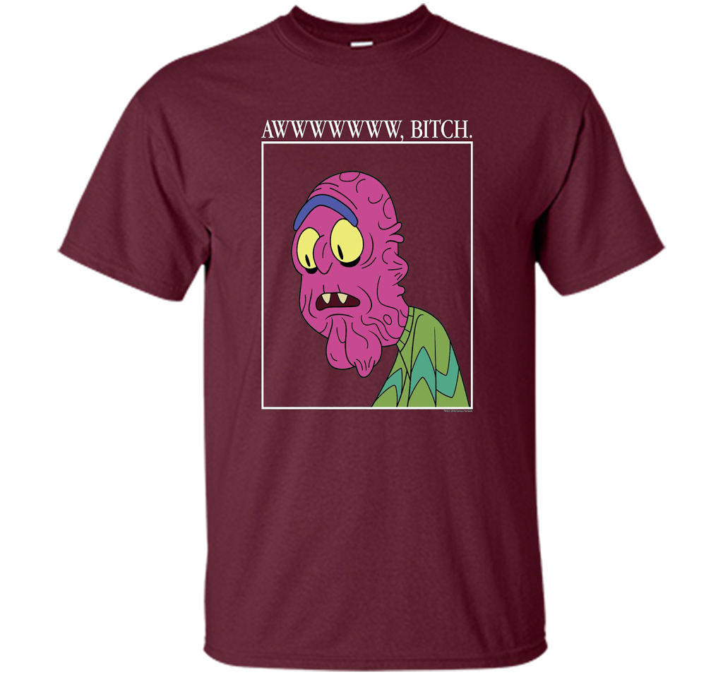 Rick &amp; Morty Aww Bitch shirt Maroon