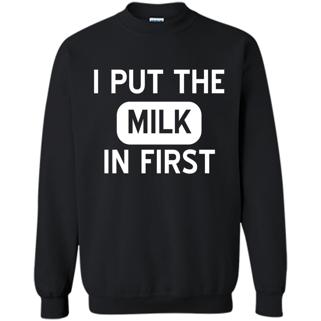 England British Biscuit Cereal T-shirt I Put The Milk In First Black