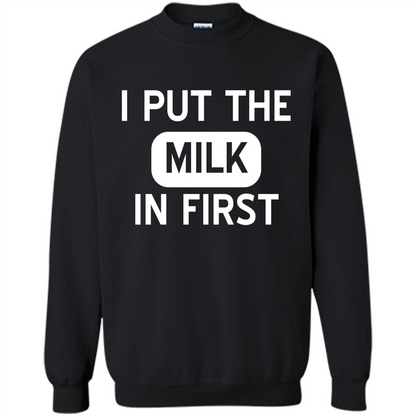 England British Biscuit Cereal T-shirt I Put The Milk In First Black