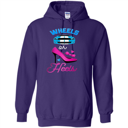 Wheels Or Heels We Love You Gender Reveal Party T-shirt Purple