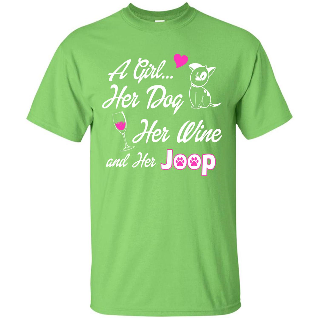 Dog T-shirt A Girl Her Dog Her Wine And Her Joop T-shirt Lime