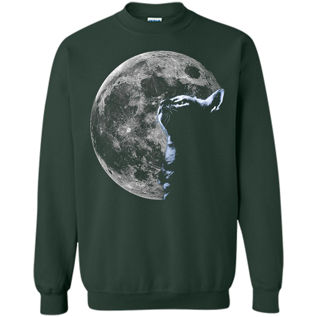 Cat Lover T-shirt Cat And Moon Forest Green