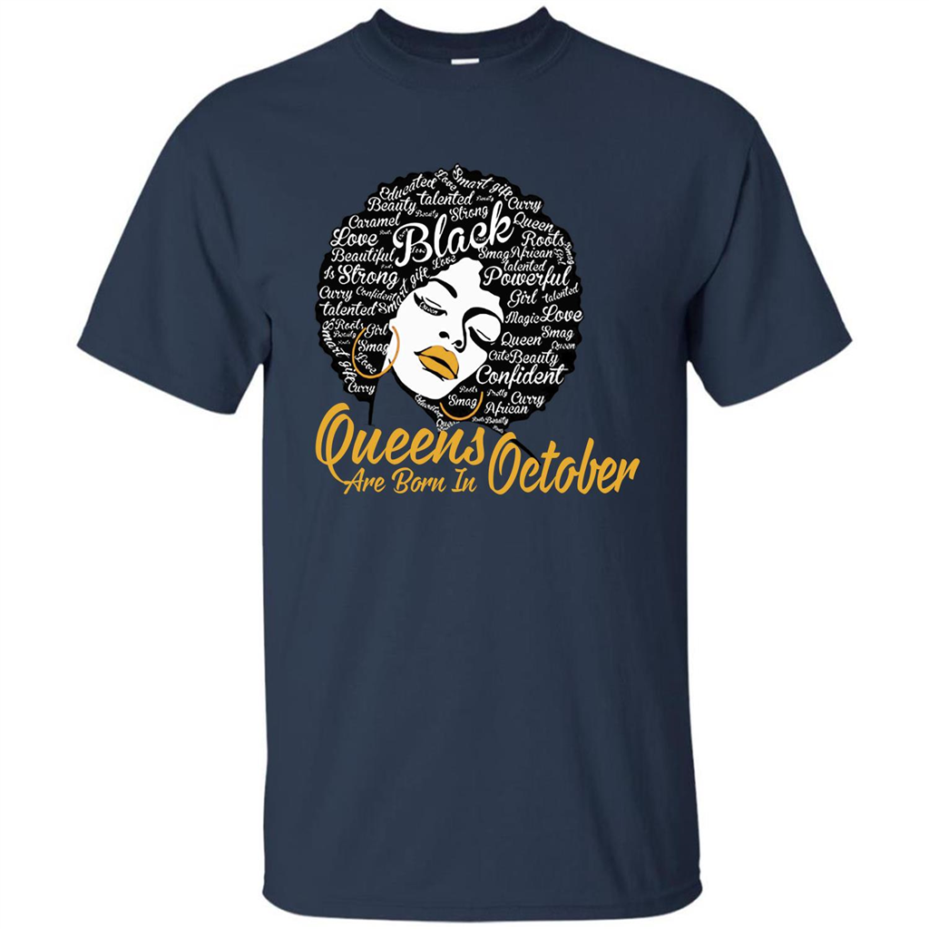Queen Are Born In October T-shirt Navy