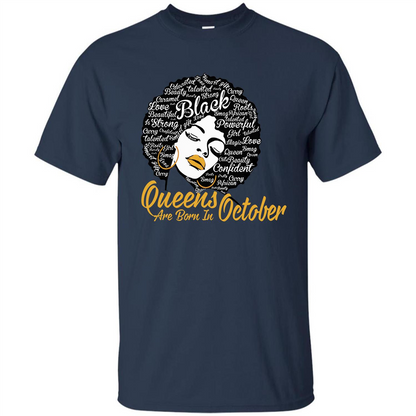 Queen Are Born In October T-shirt Navy