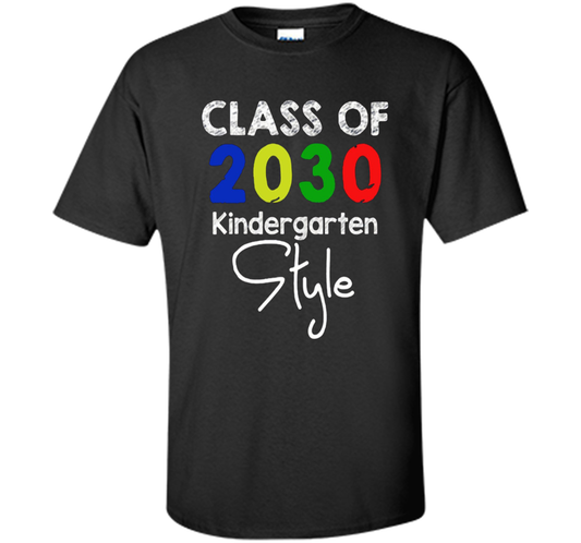 Kindergarten T-shirt Class Of 2030 Kindergarten Style T-shirt Black
