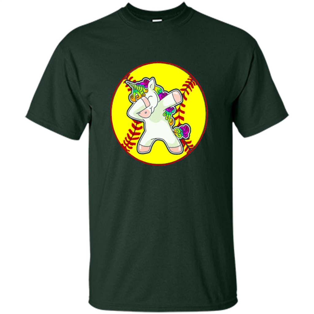 Unicorn Dabbing Softball T-shirt Forest Green