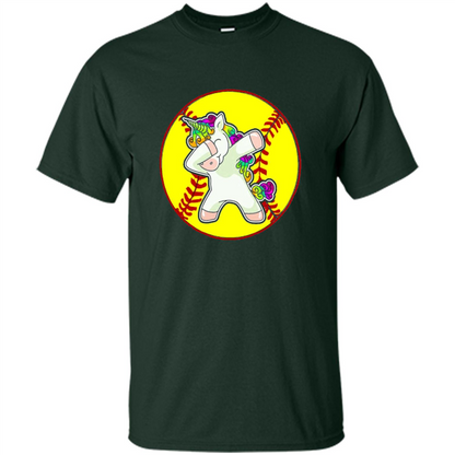 Unicorn Dabbing Softball T-shirt Forest Green