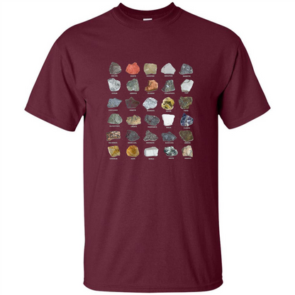 Ores and Minerals Gems and Crystals Rock Collecting T-shirt Maroon