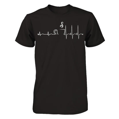 Coffee Heartbeat T-shirt Next Level - Unisex Fitted Tee Black