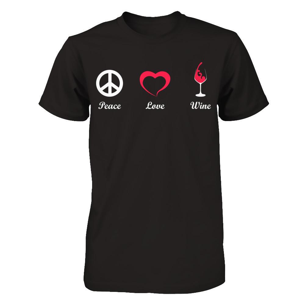 Peace Love Wine Gildan - Short Sleeve Tee Black