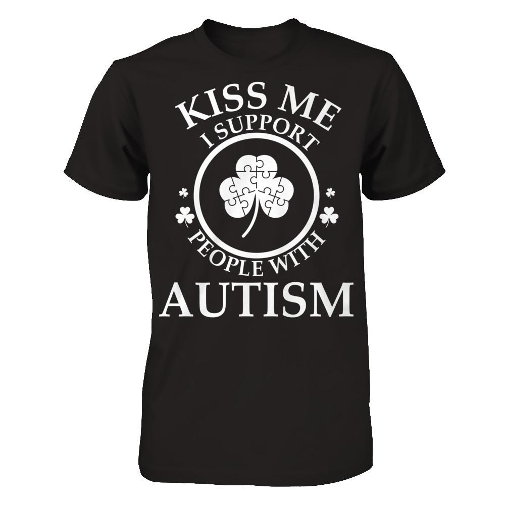 Kiss Me I Support People With Autism T-shirt Next Level - Unisex Fitted Tee Black