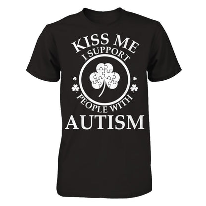 Kiss Me I Support People With Autism T-shirt Next Level - Unisex Fitted Tee Black