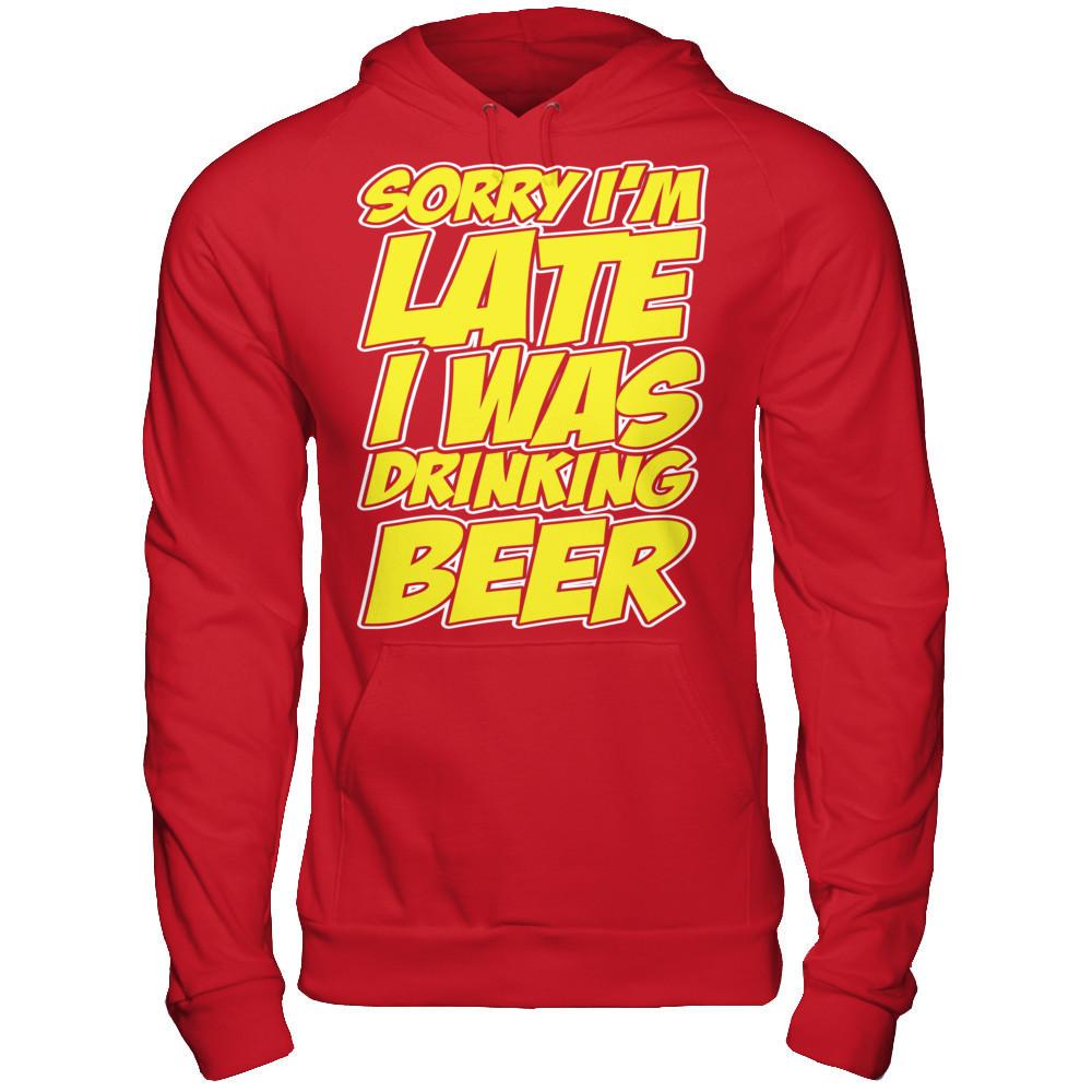 Sorry I'm Late, I Was Drinking Beer Gildan - Pullover Hoodie Red