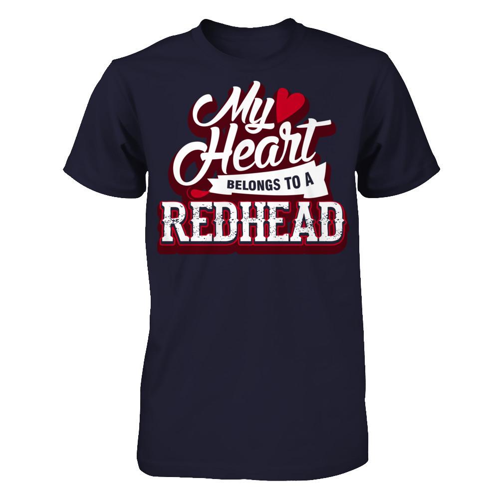 My Heart Belongs To A Redhead T-shirt Next Level - Unisex Fitted Tee Midnight Navy