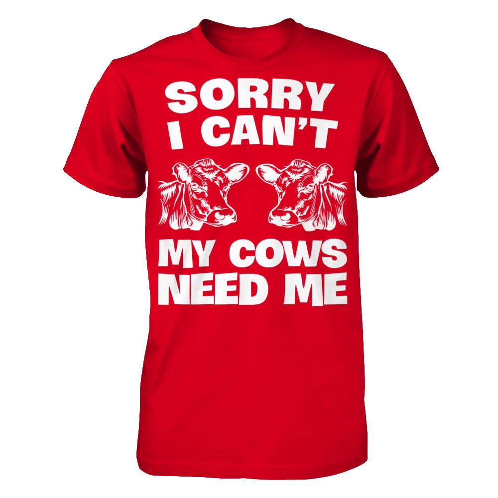 Sorry I Can't, My Cows Need Me Next Level - Unisex Fitted Tee Red
