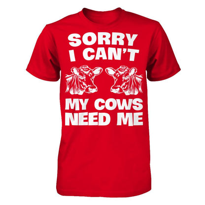Sorry I Can't, My Cows Need Me Next Level - Unisex Fitted Tee Red