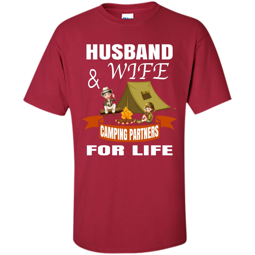 Camping Family T-shirt Husband And Wife Camping Partners For LIfe Cardinal