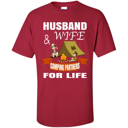 Camping Family T-shirt Husband And Wife Camping Partners For LIfe Cardinal