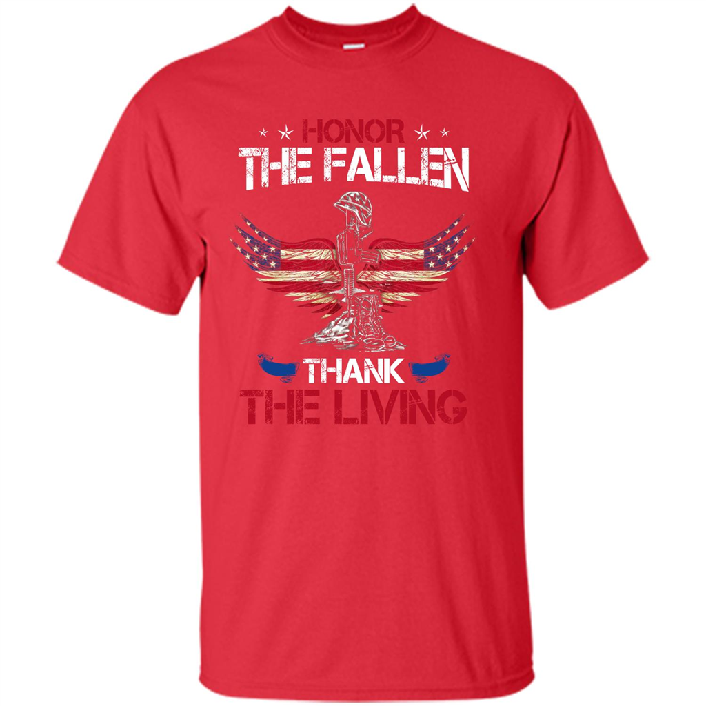 Military T-shirt Honor The Fallen Thank The Living Red