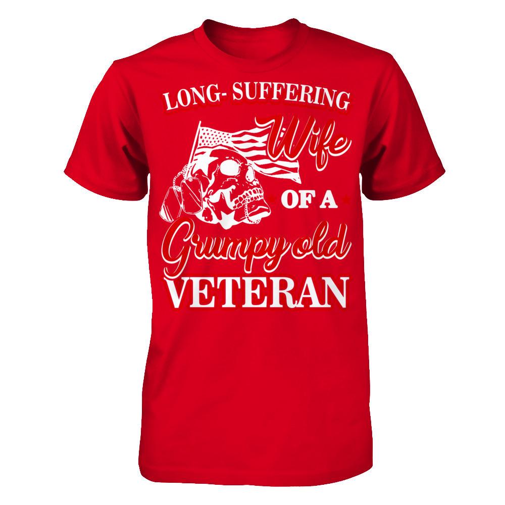 Long Suffering Wife Of A Grumpy Old Veteran Next Level - Unisex Fitted Tee Red