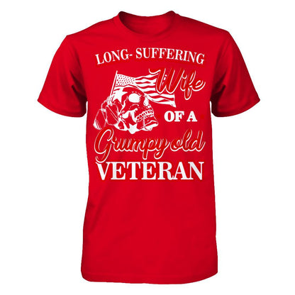 Long Suffering Wife Of A Grumpy Old Veteran Next Level - Unisex Fitted Tee Red