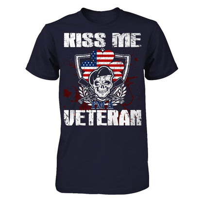 Kiss Me I'm A Veteran T-shirt Next Level - Unisex Fitted Tee Midnight Navy