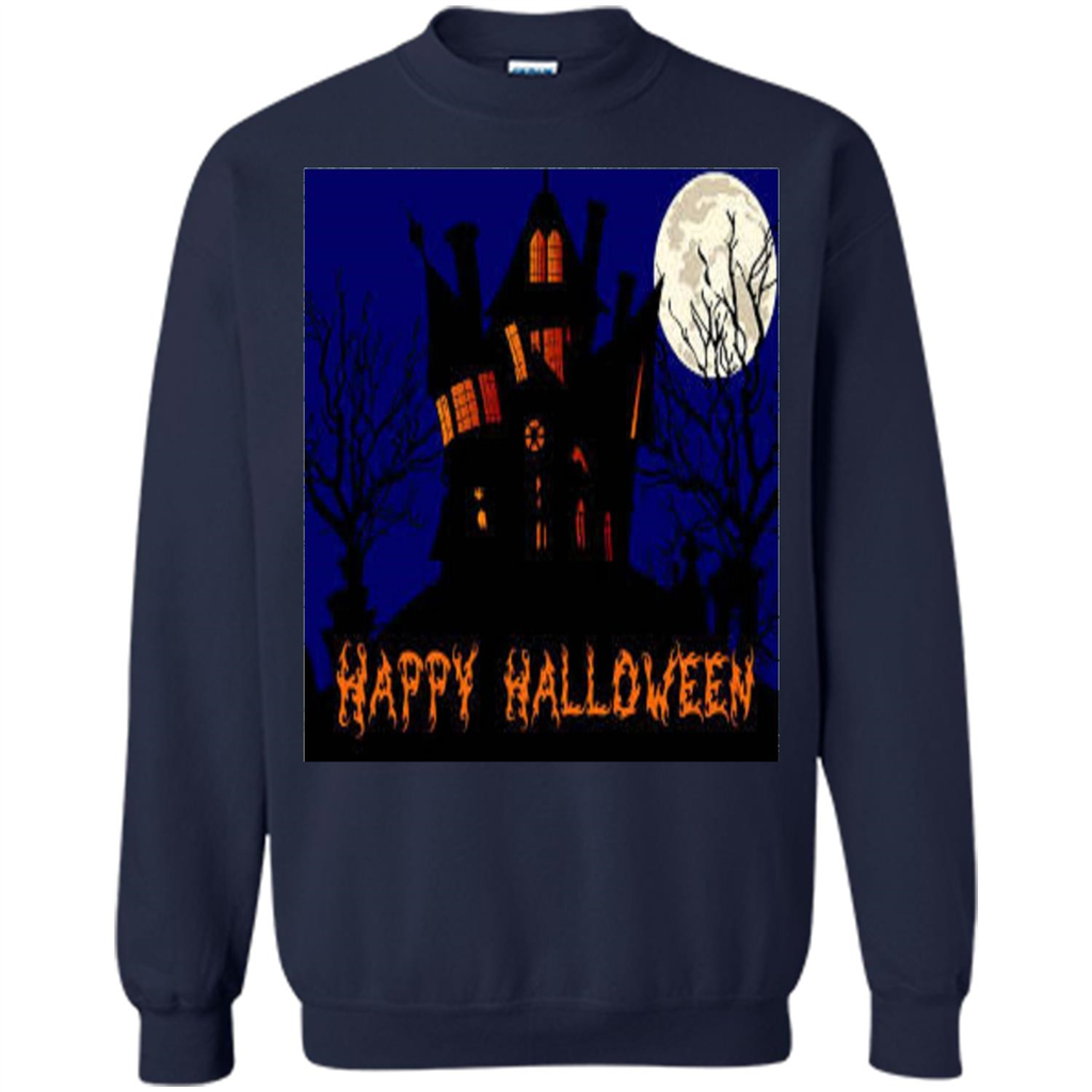 Happy Halloween T-shirt Haunted House Navy