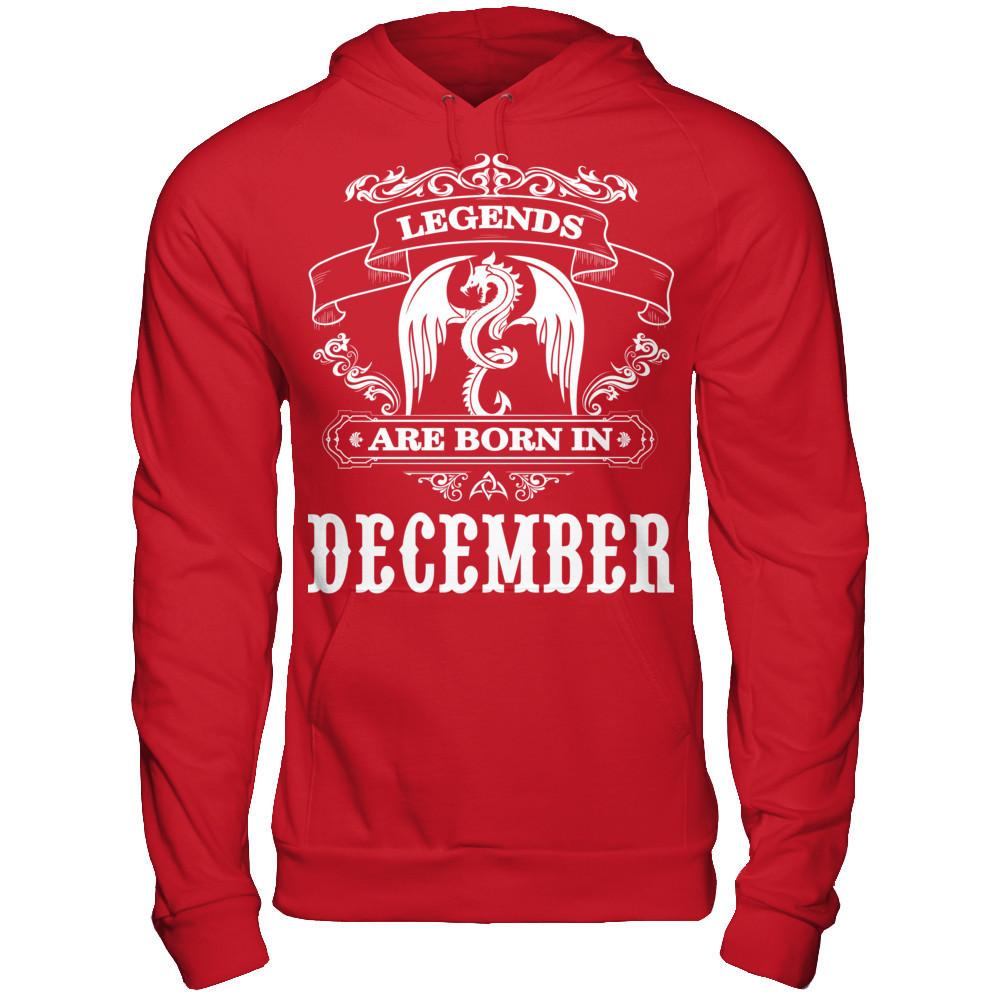 Legends Are Born In December T-shirt Gildan - Pullover Hoodie Red