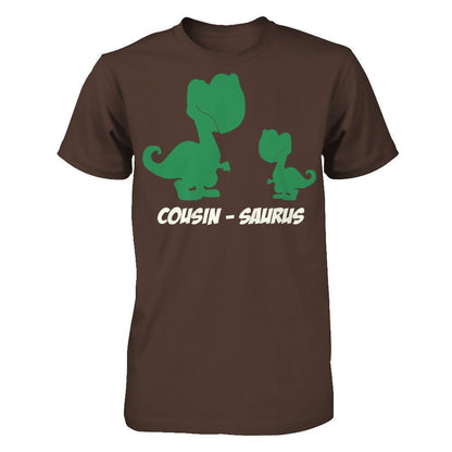 Dino Family T-shirt Cousin-Saurus Gildan - Short Sleeve Tee Dark Chocolate