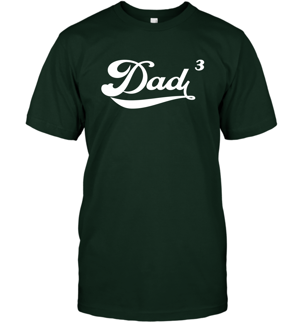 Dad 3 Cubed Dad To The Third Power Three Kids Shirt T-Shirt T-Shirt Forest Green