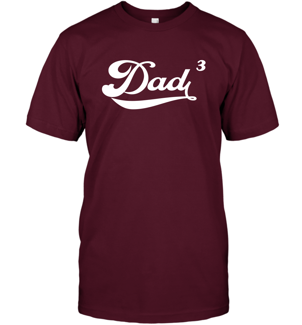 Dad 3 Cubed Dad To The Third Power Three Kids Shirt T-Shirt T-Shirt Maroon