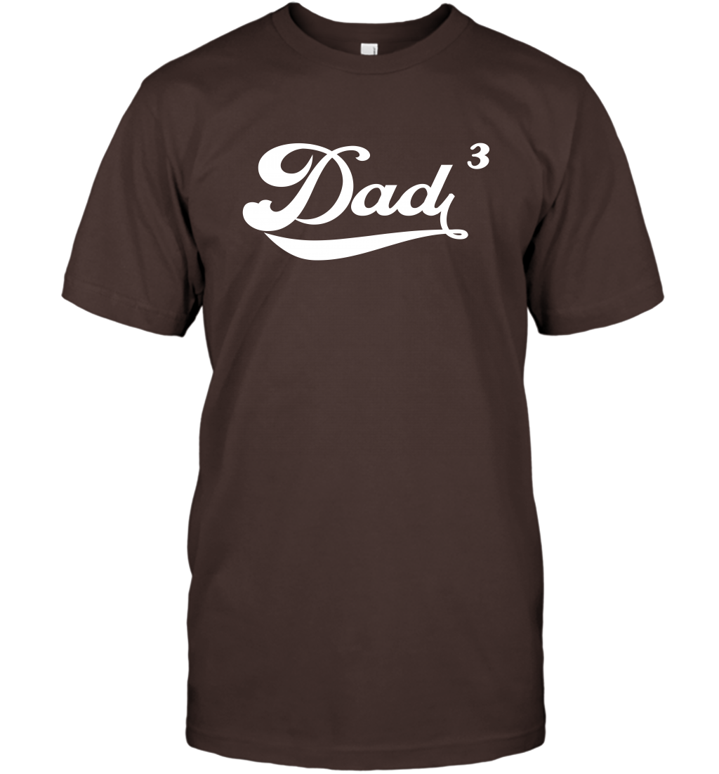 Dad 3 Cubed Dad To The Third Power Three Kids Shirt T-Shirt T-Shirt Dark Chocolate
