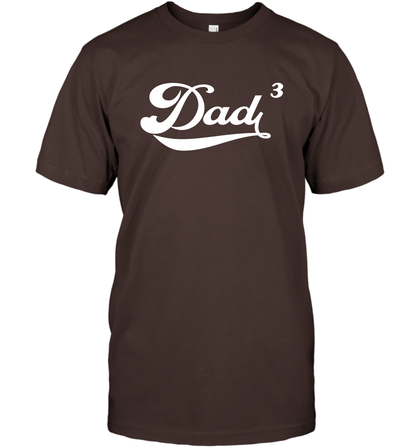 Dad 3 Cubed Dad To The Third Power Three Kids Shirt T-Shirt T-Shirt Dark Chocolate
