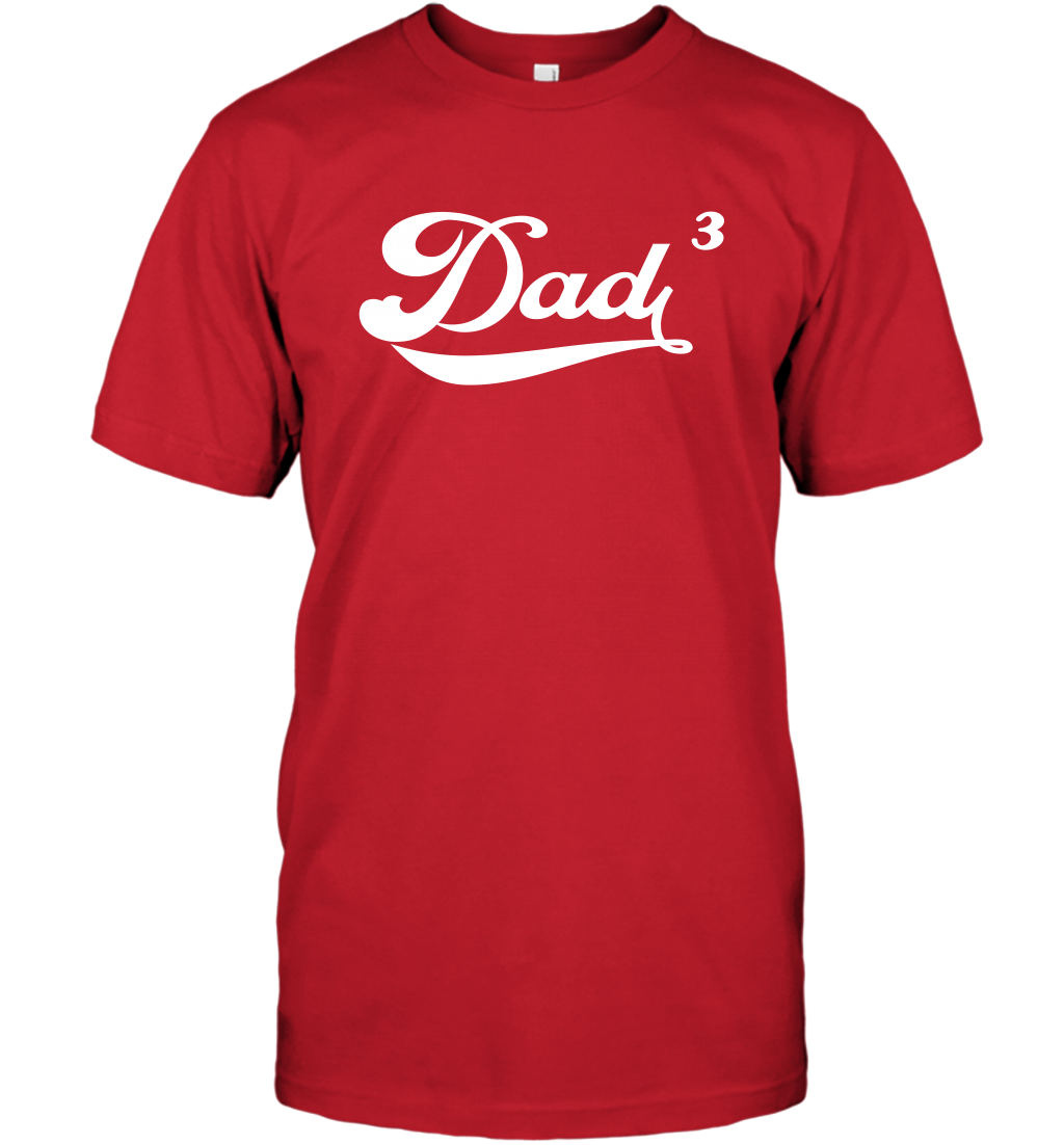 Dad 3 Cubed Dad To The Third Power Three Kids Shirt T-Shirt T-Shirt Red