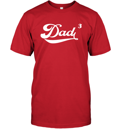 Dad 3 Cubed Dad To The Third Power Three Kids Shirt T-Shirt T-Shirt Red