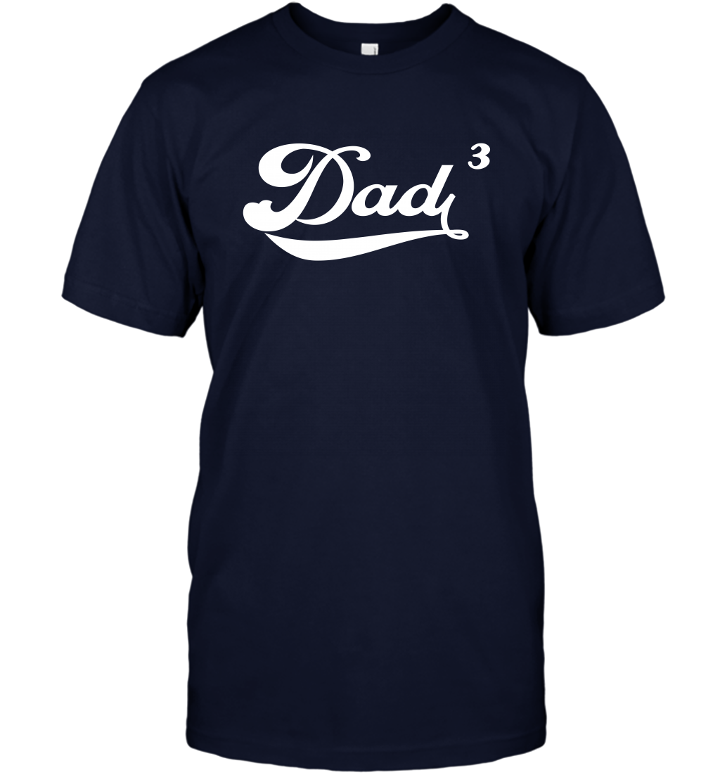 Dad 3 Cubed Dad To The Third Power Three Kids Shirt T-Shirt T-Shirt Navy