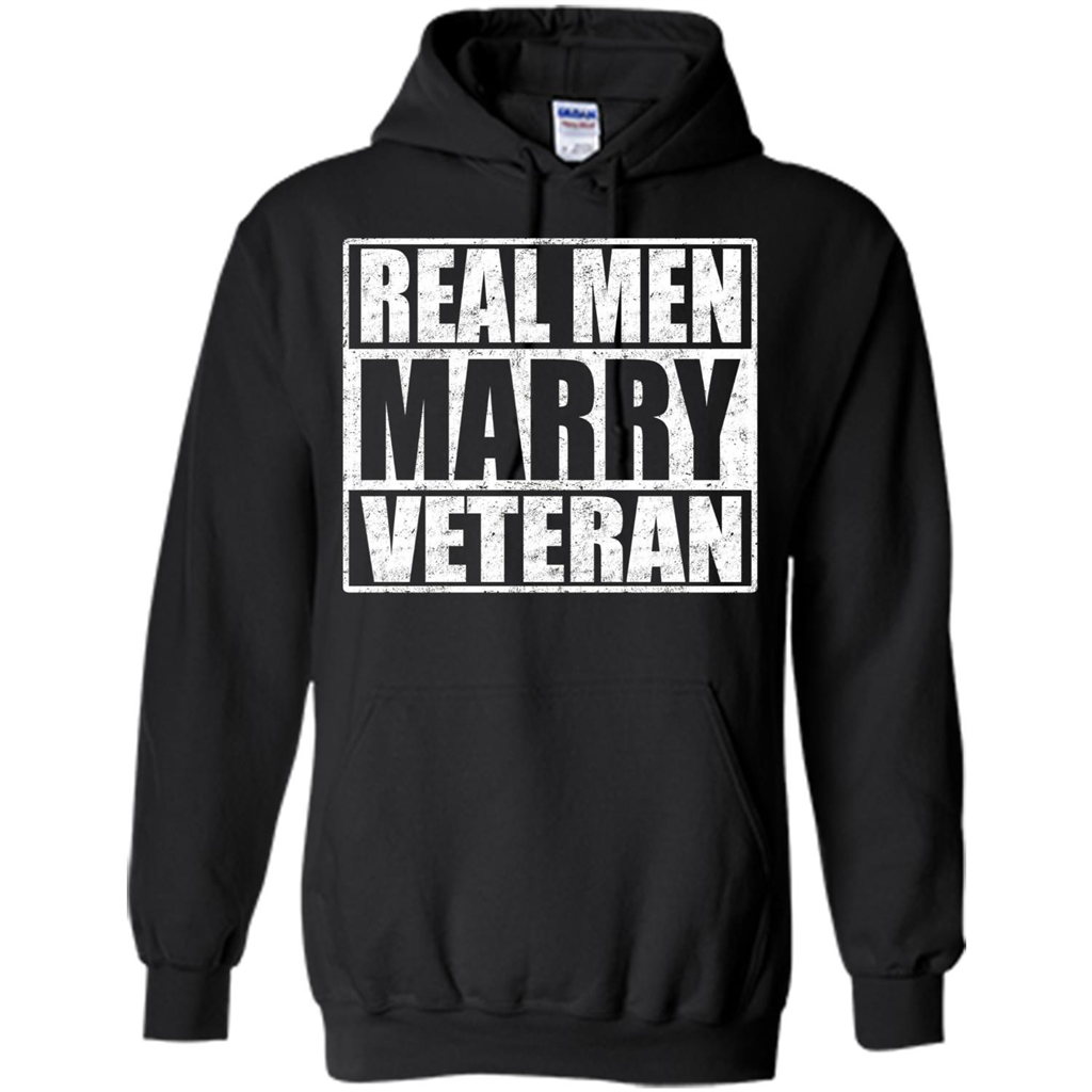 Real Men Marry Veteran T-shirt Veteran's Husband Black