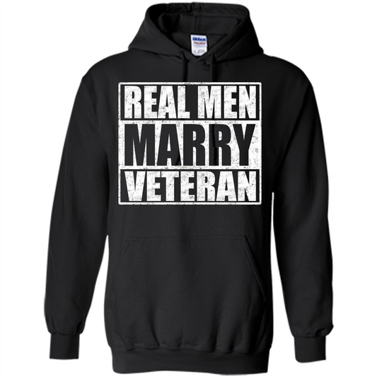 Real Men Marry Veteran T-shirt Veteran's Husband Black