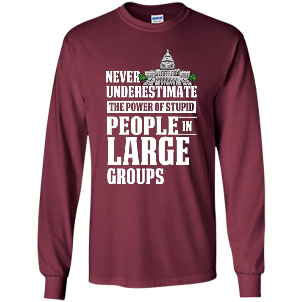 Never Underestimate Power Of Stupid People In Large Groups T-shirt Maroon