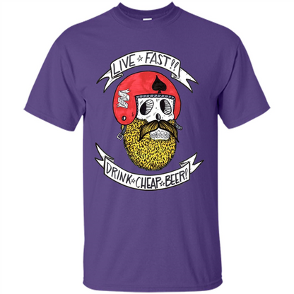 Live Fast Drink Cheap Beer T-Shirt Purple