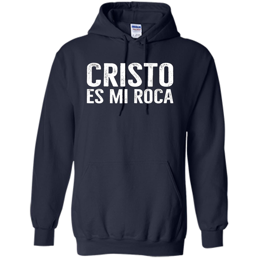 Cristo Es Mi Roca T-shirt Spanish Christian Message Navy