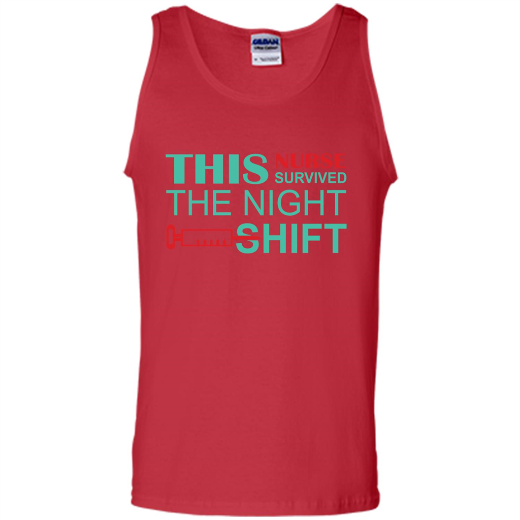 Nurse T-shirt This Nurse Survived The Night Shift Red