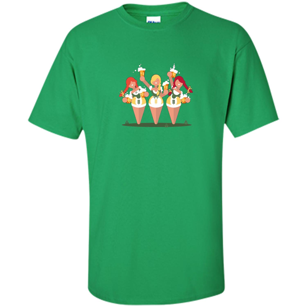 Girls with Steins Beers Oktoberfest T-shirt Irish Green