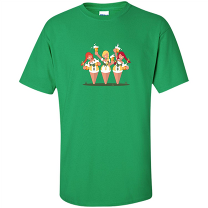 Girls with Steins Beers Oktoberfest T-shirt Irish Green