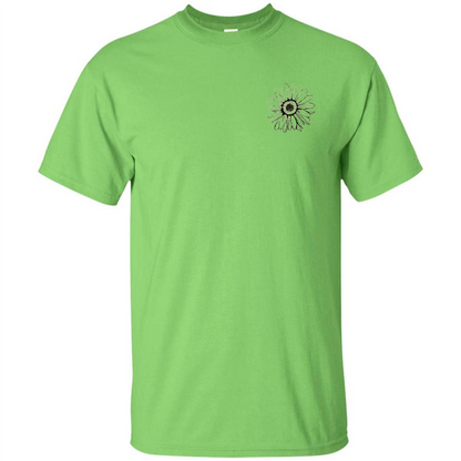 Daisy Flower Sketch Art T-shirt Lime