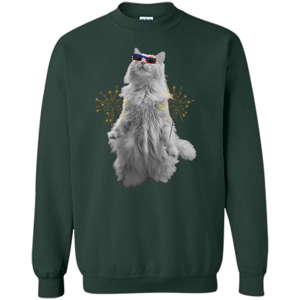 Funny Patriot Cat T-shirt Meowica Forest Green