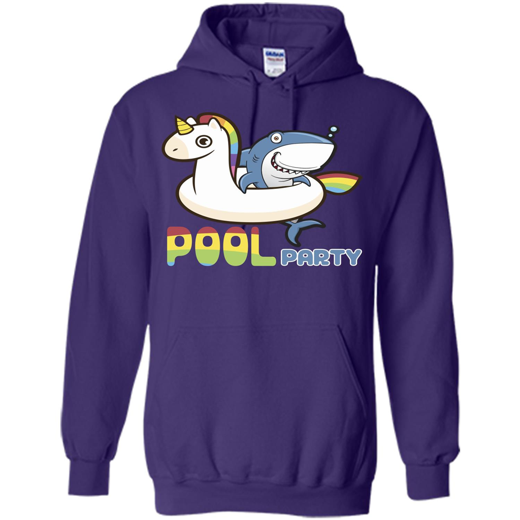 Pool Party T-shirt Unicorn Float Funny Shark Purple